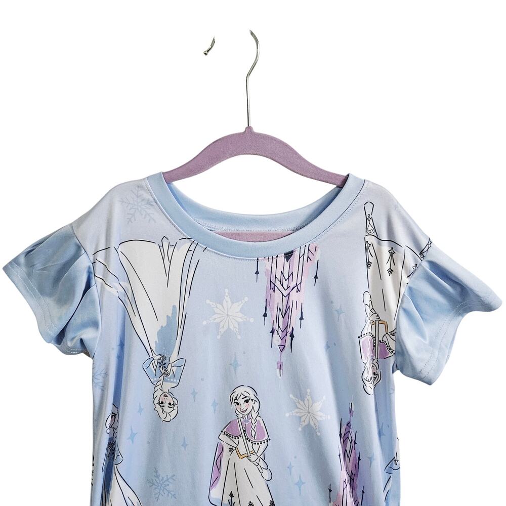 Disney Frozen Nightgown Pajama Dress Pastel Blue Elsa Anna Snowflake Size 8 - Picture 2 of 7